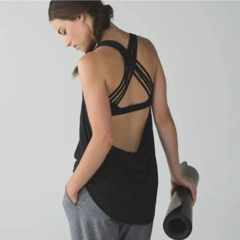 2/$30 LULULEMON Free to be Wild Tank 2 in 1 Bra Open Back Heathered Gray